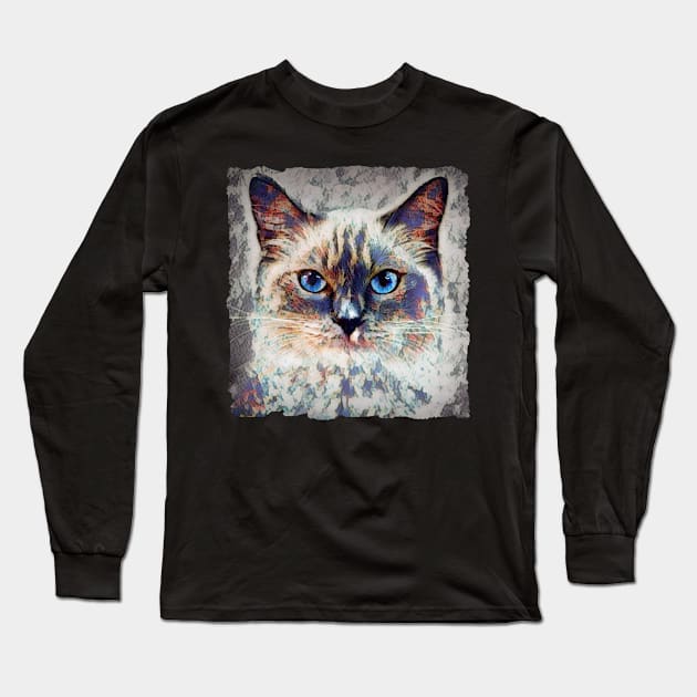 Siamese Cat Mosaic Design Long Sleeve T-Shirt by PhotoArts